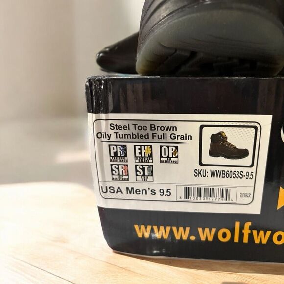 Wolf Work Boot Nubuck Leather Construction, Industrial PPE Brown Leather US Mens - Picture 3 of 6